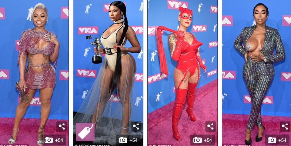 Những sao bị chê mặc xấu trên thảm đỏ VMA - 1
Blac Chyna, Nicki Minaj, Amber Rose và Sky lọt Top những sao mặc thảm họa tại lễ trao giải MTV Video Music Awards 2018 diễn ra ngày 21/8 tại New York, Mỹ