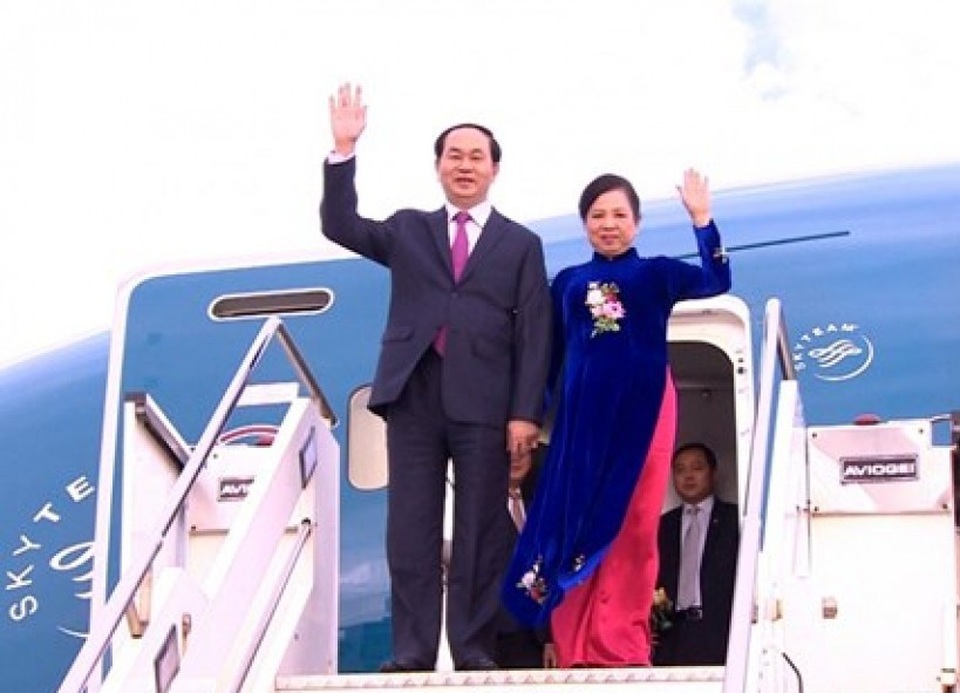 Chủ tịch nước Trần Đại Quang bắt đầu chuyến thăm Ethiopia và Ai cập - 1 Chủ tịch nước Trần Đại Quang và Phu nhân lên đường thăm Ethiopia, Ai Cập