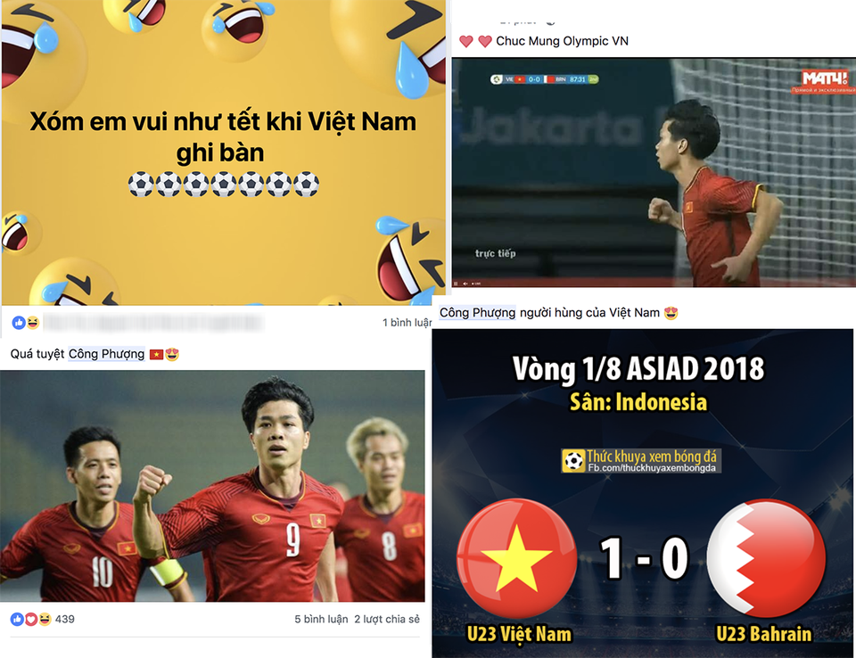 Facebook "nổ tung" khi Việt Nam lần đầu vào tứ kết Asiad - 2 Nhiều tài khoản chia sẻ niềm vui sướng khi Việt Nam lần đầu tiên vào tứ kết giải đấu Asiad 2018