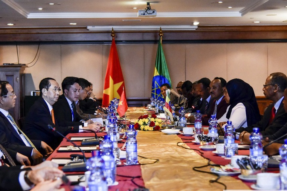 Chủ tịch Thượng viện Ethiopia bày tỏ sự ngưỡng mộ nhân dân Việt Nam - 1 Chủ tịch nước Trần Đại Quang hội kiến với Chủ tịch Thượng viên Ethiopia ngày 24/8