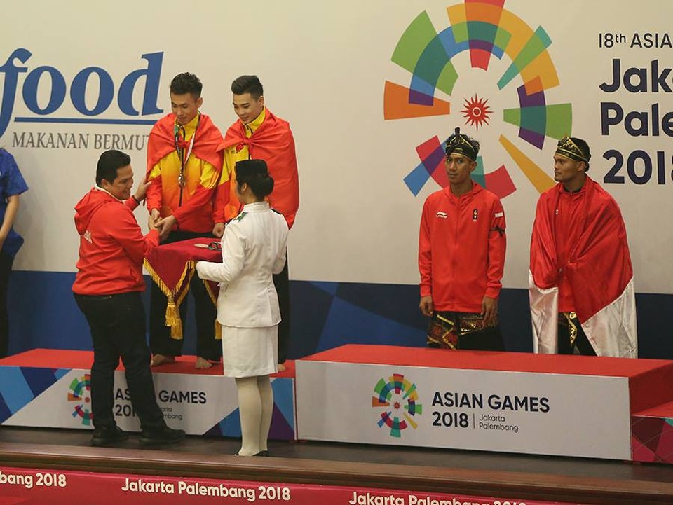 Kết quả thi đấu Asiad 2018 ngày 27/8: HCV thứ 2 cho Việt Nam - 15
Lê Hồng Quân - Trần Đức Danh nhận HCB