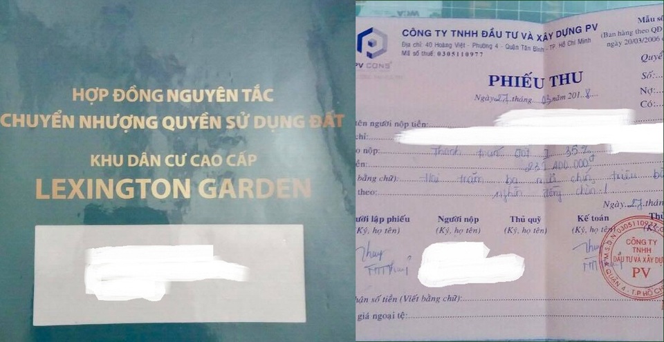 Vụ giả chữ ký trong “Chứng chỉ quy hoạch”: Chuyển Công an Kinh tế điều tra nếu phát hiện vi phạm! - 4 “Hợp đồng nguyên tắc chuyển nhượng quyền sử dụng đất” và phiếu thu tiền tại dự an Lexington Garden.