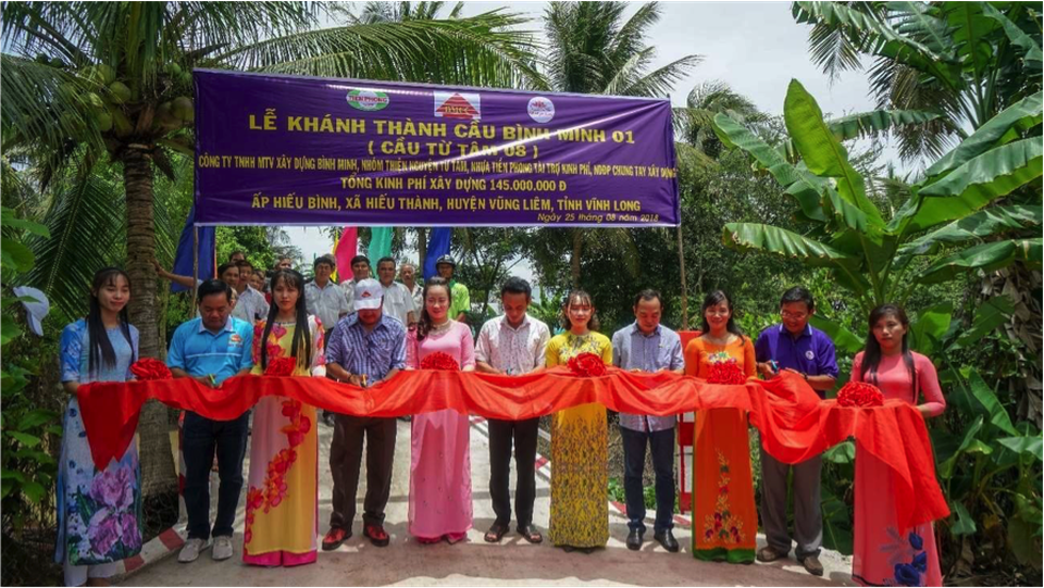 Khánh thành 3 cây cầu dân sinh mới nhân dịp 19/8, 02/9 và Lễ Vu Lan 2018 - 11 Lễ cắt băng khánh thành cầu Bình Minh 01.