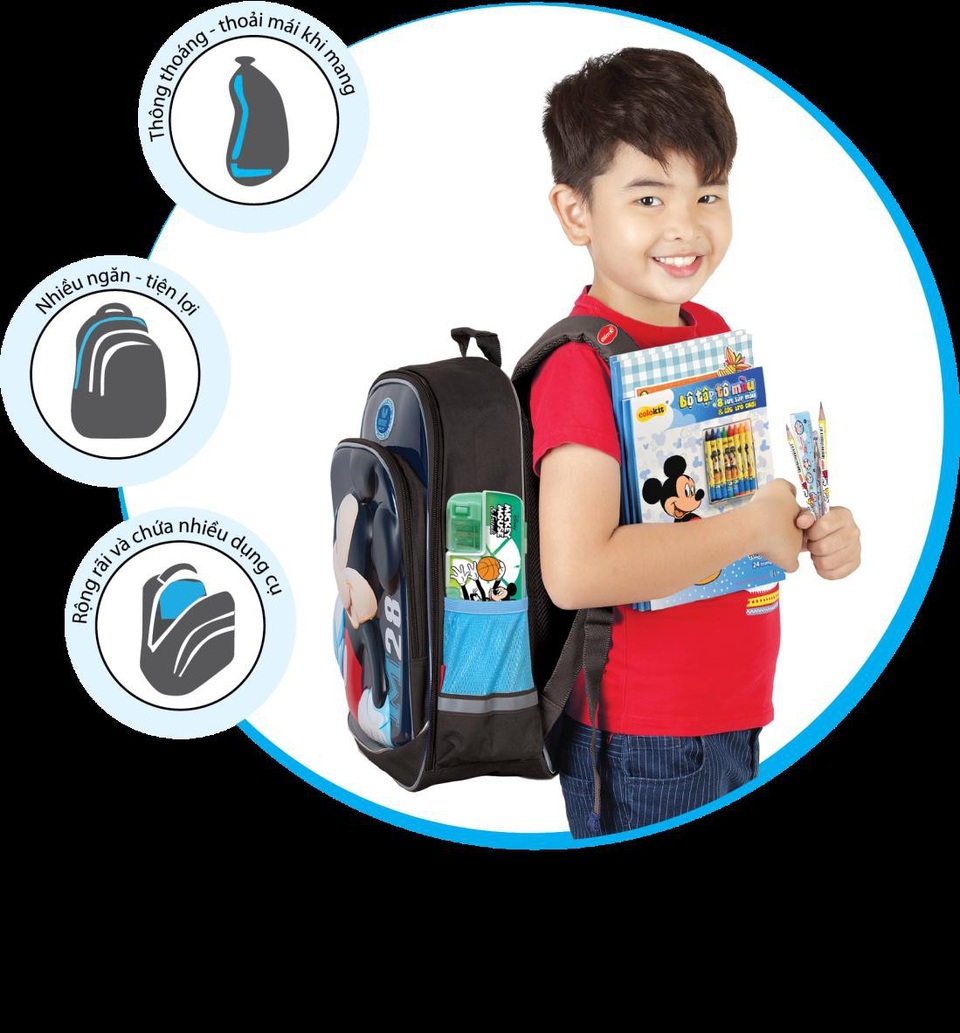 Balo Disney có thiết kế phù hợp với trẻ