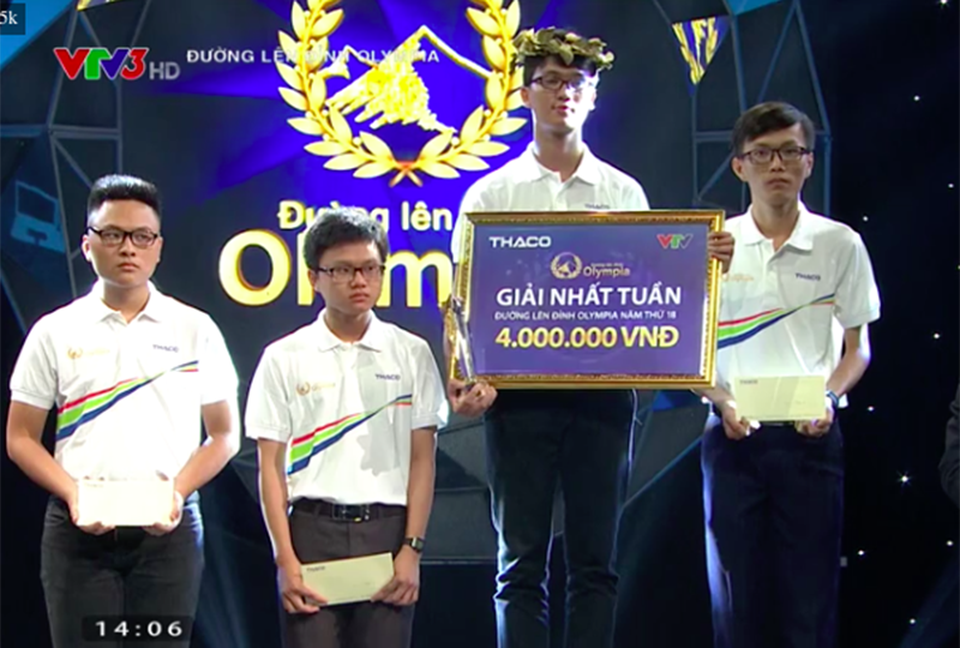 Nam sinh điển trai trường Phan Đình Phùng chiến thắng cuộc thi tuần Olympia - 5 Minh Đức chiến thắng cuộc thi Tuần 2 Tháng 3 Quý 4