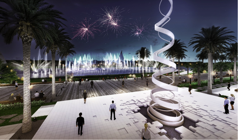 
Quảng trường, đài phun nước được đầu tư hiện đại theo phong cách châu Âu
