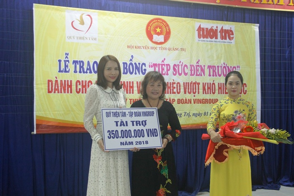Hội Khuyến học Quảng Trị tiếp nhận tài trợ từ Qũy thiện tâm – Tập đoàn Vingroup