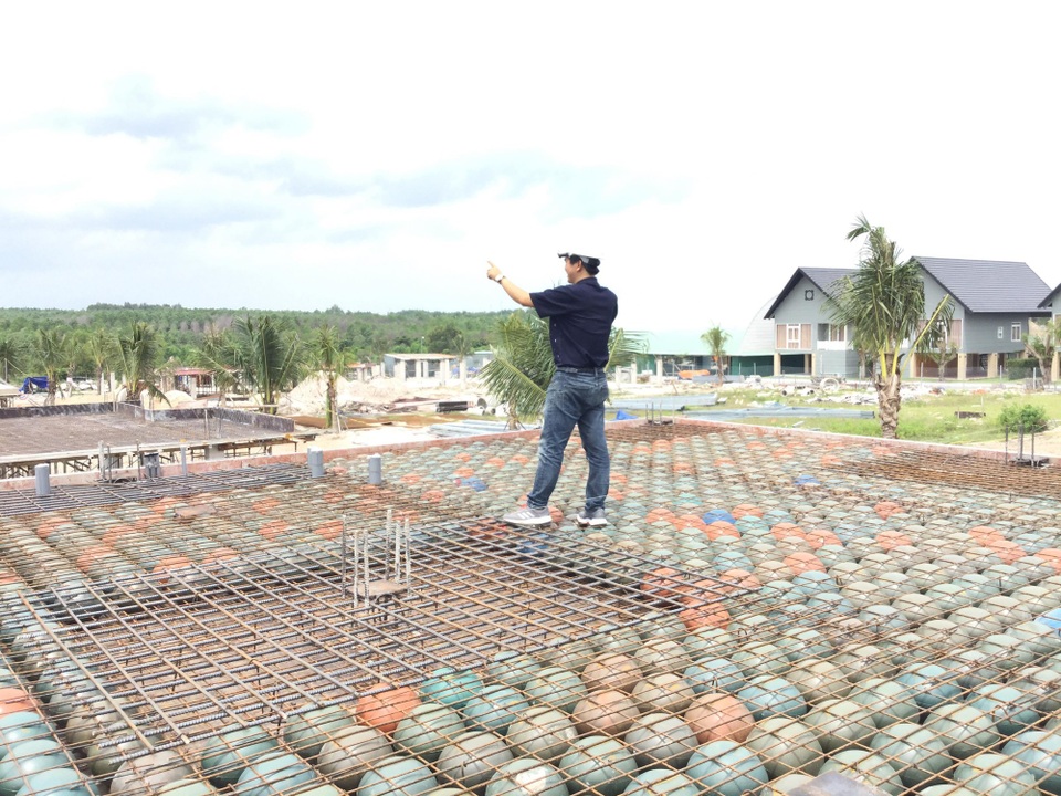 Công trình đang thi công tại Bình Châu Green Garden Villa