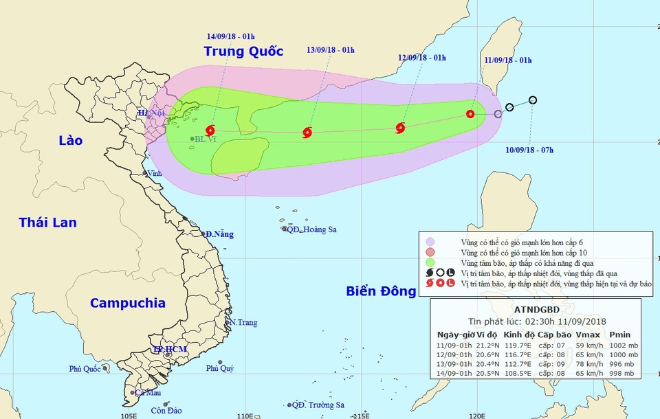 Áp thấp nhiệt đới khả năng mạnh thành bão đã vào Biển Đông - 1 Vị trí và hướng di chuyển của áp thấp nhiệt đới. (Ảnh: NCHMF).