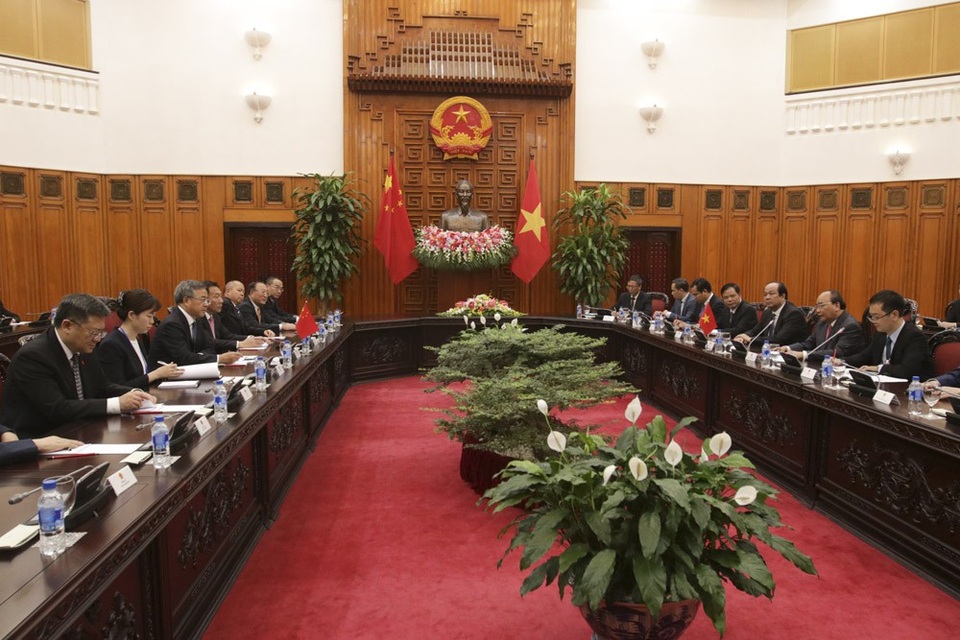 Hai nhà lãnh đạo trao đổi nhiều vấn đề quan trọng tại cuộc hội đàm (ảnh: Hữu Nghị)