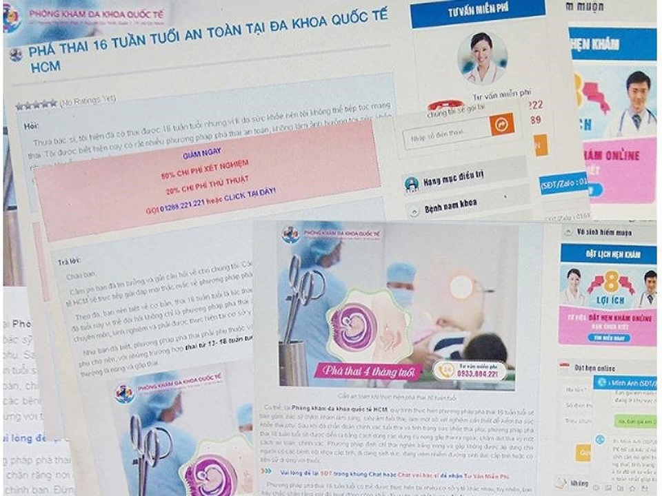 Quảng cáo dịch vụ quá lố, bị phạt cho 'tởn tới già' - 1
Nhan nhản các trang thông tin điện tử quảng cáo phá thai trên 10 tuần tuổi trên mạng. Ảnh: TRẦN NGỌC