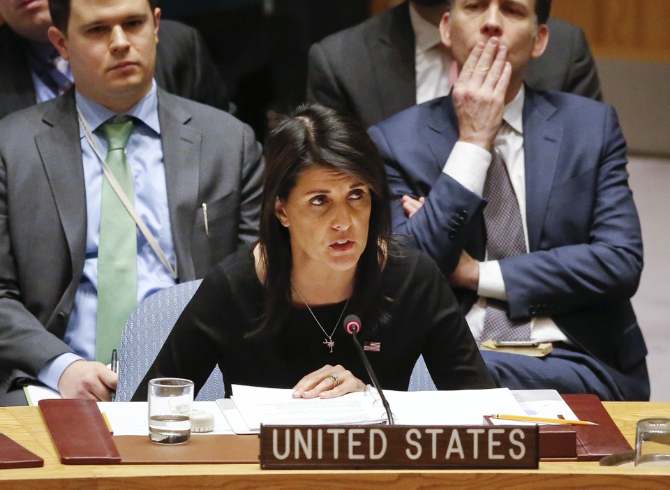 Đại sứ Mỹ tại Liên Hợp Quốc Nikki Haley (Ảnh: AFP)