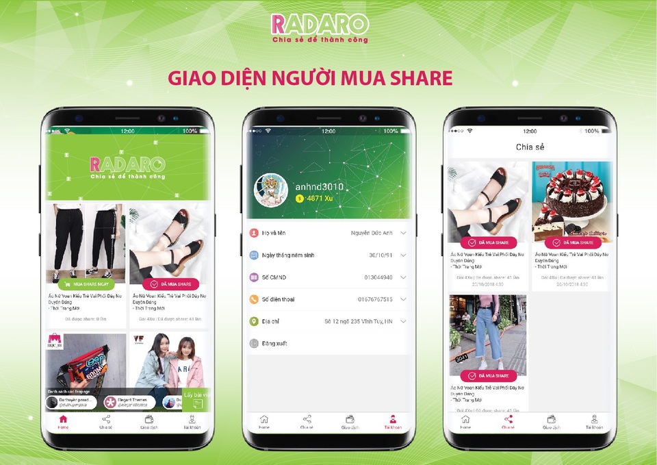 Ra mắt ứng dụng Radaro - giải pháp hỗ trợ marketing online 4.0 - 3 Giao diện của ứng dụng Radaro dành cho người mua share