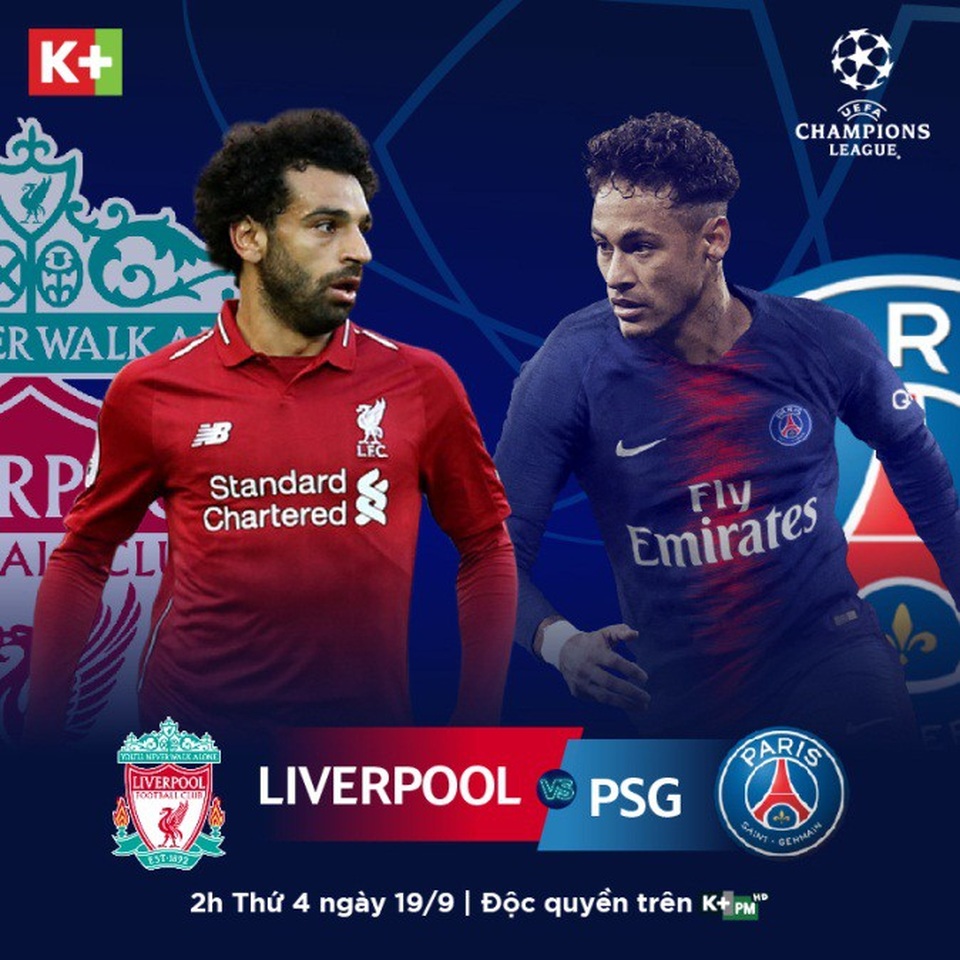 Champions League khai màn tưng bừng với nhiều trận đại chiến - 2 Diễn ra cùng giờ với trận cầu trên, cặp đấu Liverpool – PSG hứa hẹn nhiều kịch tính cho khán giả theo dõi trận đấu trên kênh K+PM