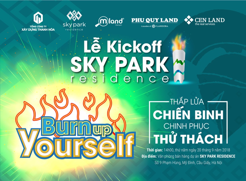 Lễ ra quân dự án Sky Park Residence: Khơi dậy tinh thần chiến binh - 1
Lễ Kickoff dự án Sky park Residence sẽ được diễn ra vào ngày 20/9/2018 tại VPBH dự án, số 9 Phạm Hùng, Q. Cầu Giấy, TP.Hà Nội
