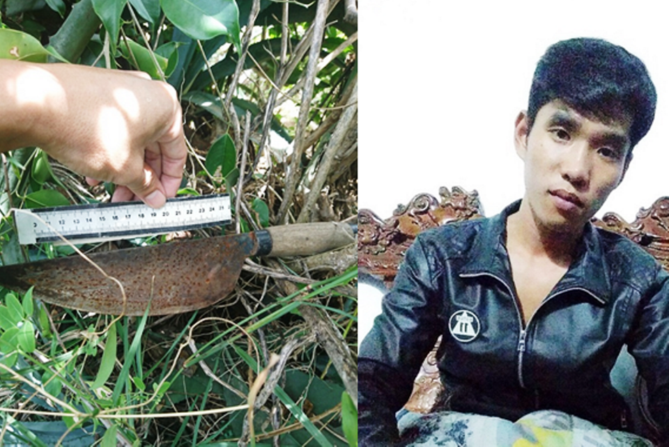 Cầm dao đi đòi nợ 500 ngàn nhưng... đâm nhầm người - 1 Đối tượng Trần Minh Dần và tang vật. (ảnh: Công an Gia Lai)