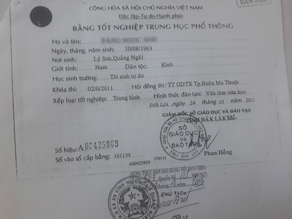 Nghi vấn 4 cán bộ xã sử dụng bằng giả - 2 Bằng tốt nghiệp lưu trong hồ sơ của PCT UBND xã An Vĩnh