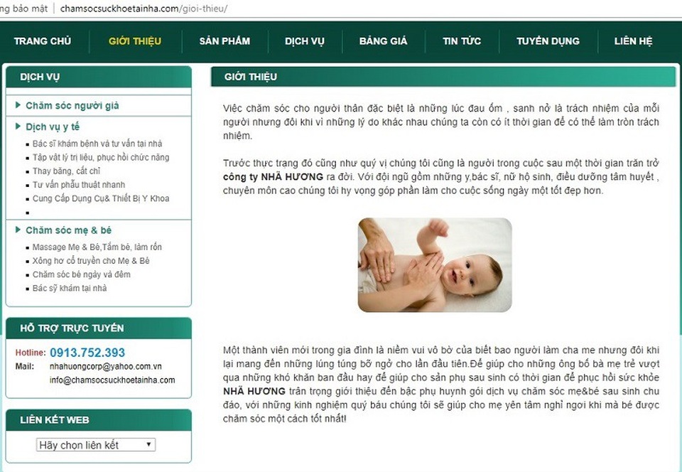 Nhân viên y tế bị tố bẻ gãy tay bệnh nhân - 2 Website của Công ty TNHH Nhã Hương - đơn vị bị gia đình bệnh nhân tố cáo