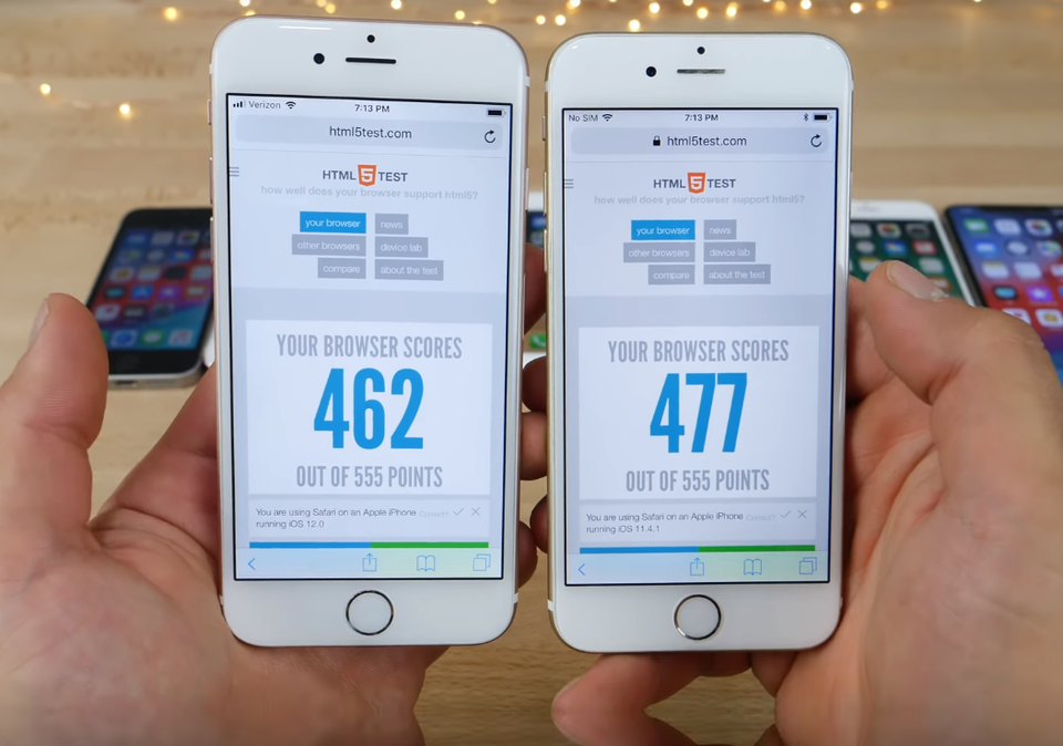 Thử nghiệm thực tế cho thấy iOS 12 nhanh hơn đáng kể so với iOS 11 - 3 iOS 12 cho điểm benchmark cao hơn với cùng một thiết bị. Như vậy có nghĩa là hiệu năng đã thực sự được cải thiện.