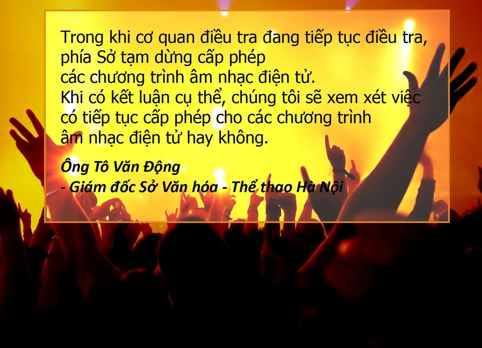 Lễ hội âm nhạc có 7 người chết chưa trả tiền tác quyền vẫn được cấp phép?
Bộ Văn hóa yêu cầu rà soát quy trình cấp phép lễ hội âm nhạc có 7 người chết
Vụ 7 người chết ở lễ hội âm nhạc: Sở Văn hóa Hà Nội đang thanh tra, xử lý