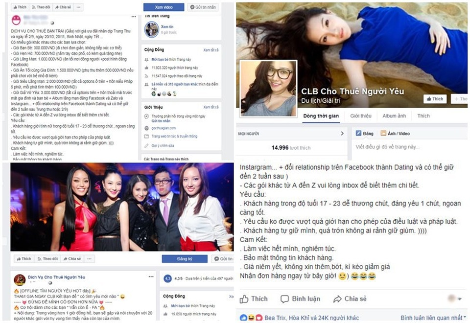 Lại tranh cãi về dịch vụ cho thuê người đi chơi Trung thu - 1 Những lời rao về dịch vụ này “nhan nhản” trên mạng (Ảnh chụp màn hình)