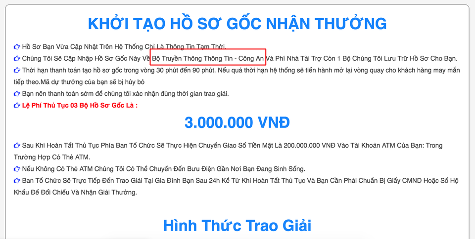Tái diễn trò lừa đảo tặng xe SH cho người dùng Facebook - 3 Lệ phí thủ tục mà trang web yêu cầu người tham gia phải nộp.