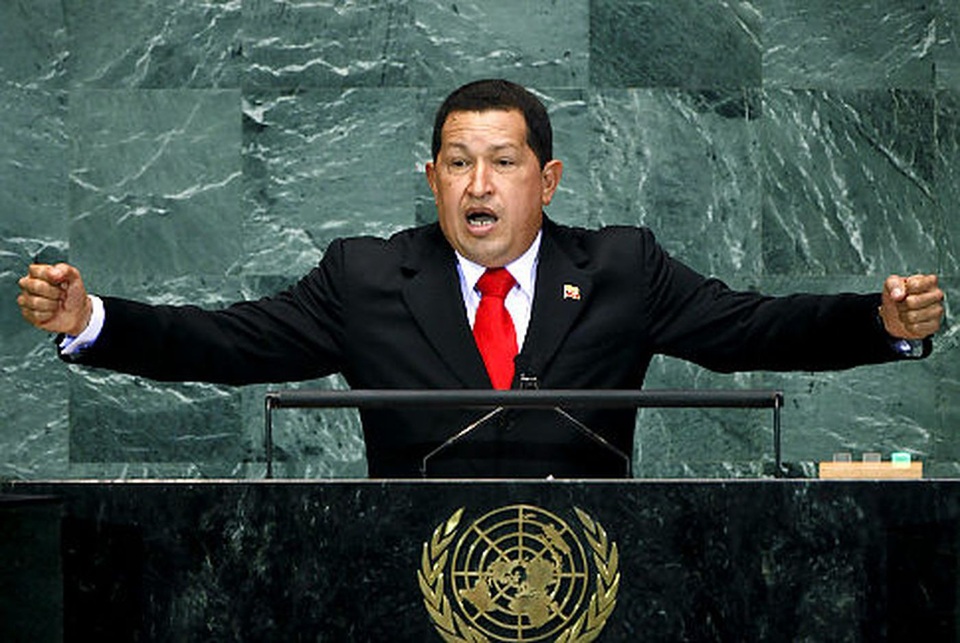 Ông Hugo Chavez phát biểu trước các nhà lãnh đạo dự phiên họp của Đại hội đông Liên Hợp Quốc. (Ảnh: Getty)