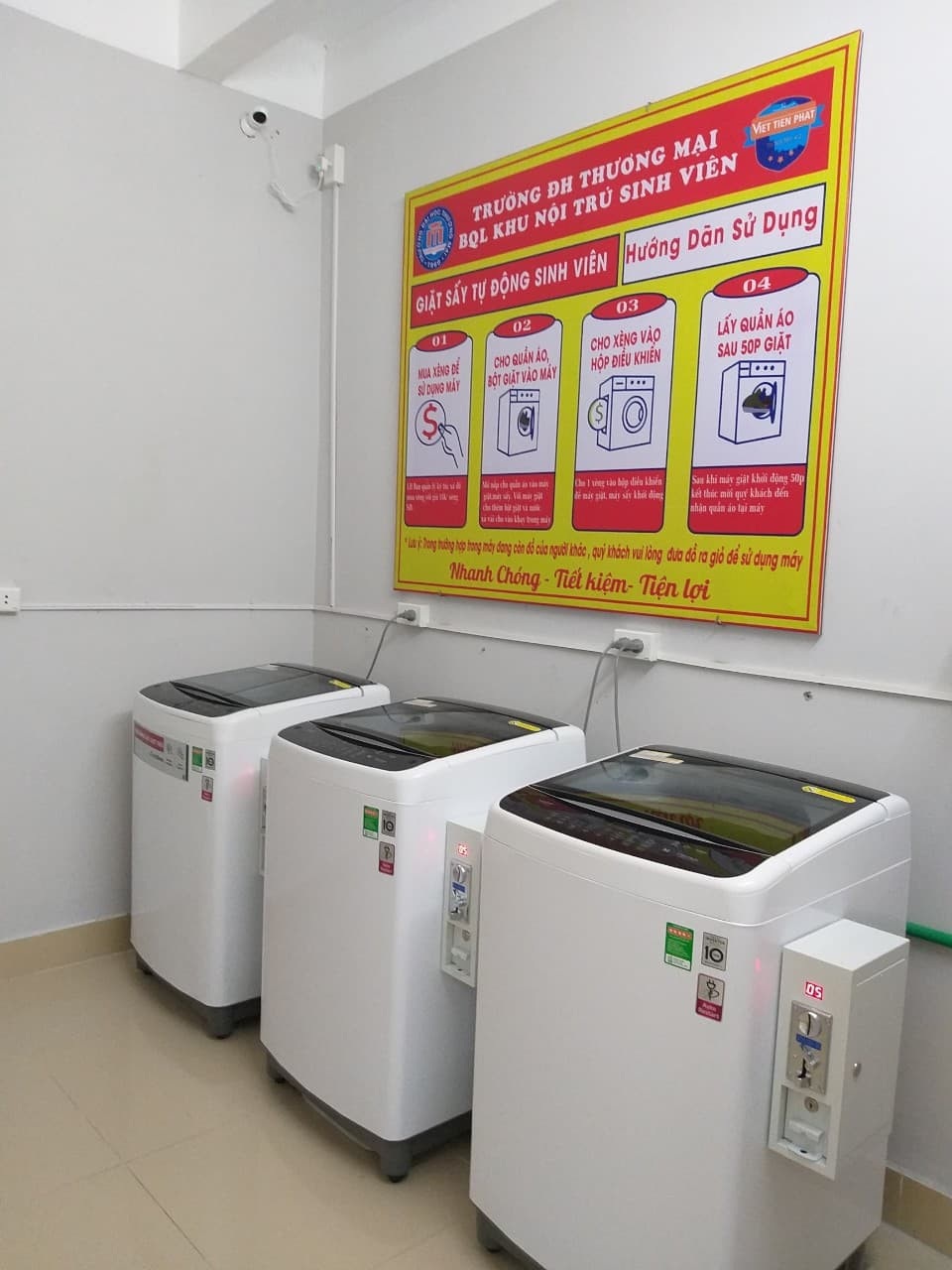 Trường ĐH Thương Mại trang bị máy giặt cho sinh viên trong Ký túc xá - 1
Máy giặt được trang bị trong Ký túc xá trường ĐH Thương Mại