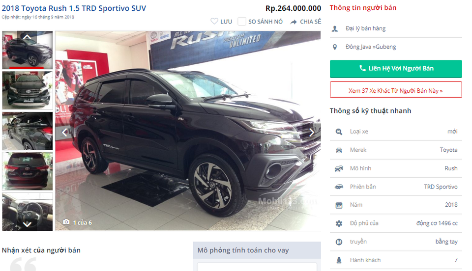 Xe giá rẻ tại Thái, Indonesia, về Việt Nam đắt hơn 200 triệu đồng/chiếc - 4 Giá bán xe Rush tại Indonesia