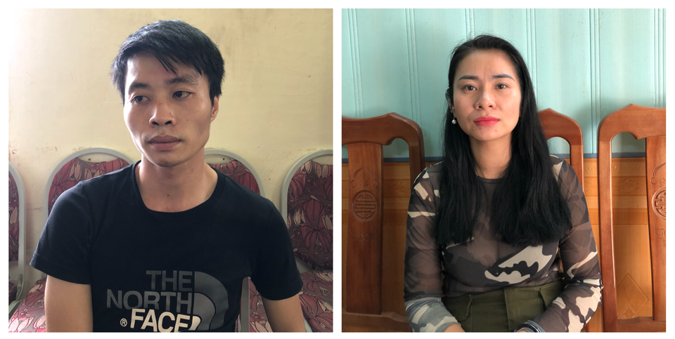 Bắt giữ cặp đôi tàng trữ hơn 13kg ma túy - 1 Cặp đôi Chương và Huyền tại cơ quan công an (ảnh công an cung cấp)