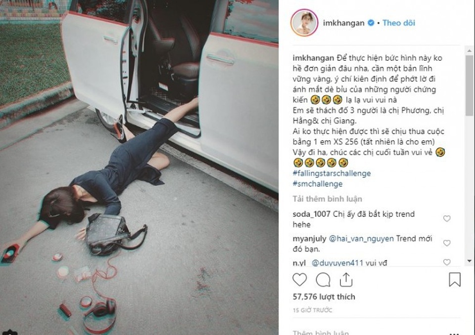 Giải mã trào lưu "ngã xe khoe đồ" đang thịnh hành trên mạng xã hội - 3 Khả Ngân tỏ ra thích thú với trào lưu mới lạ này. Không chỉ vậy, cô nàng còn thách bạn bè cùng tham gia.