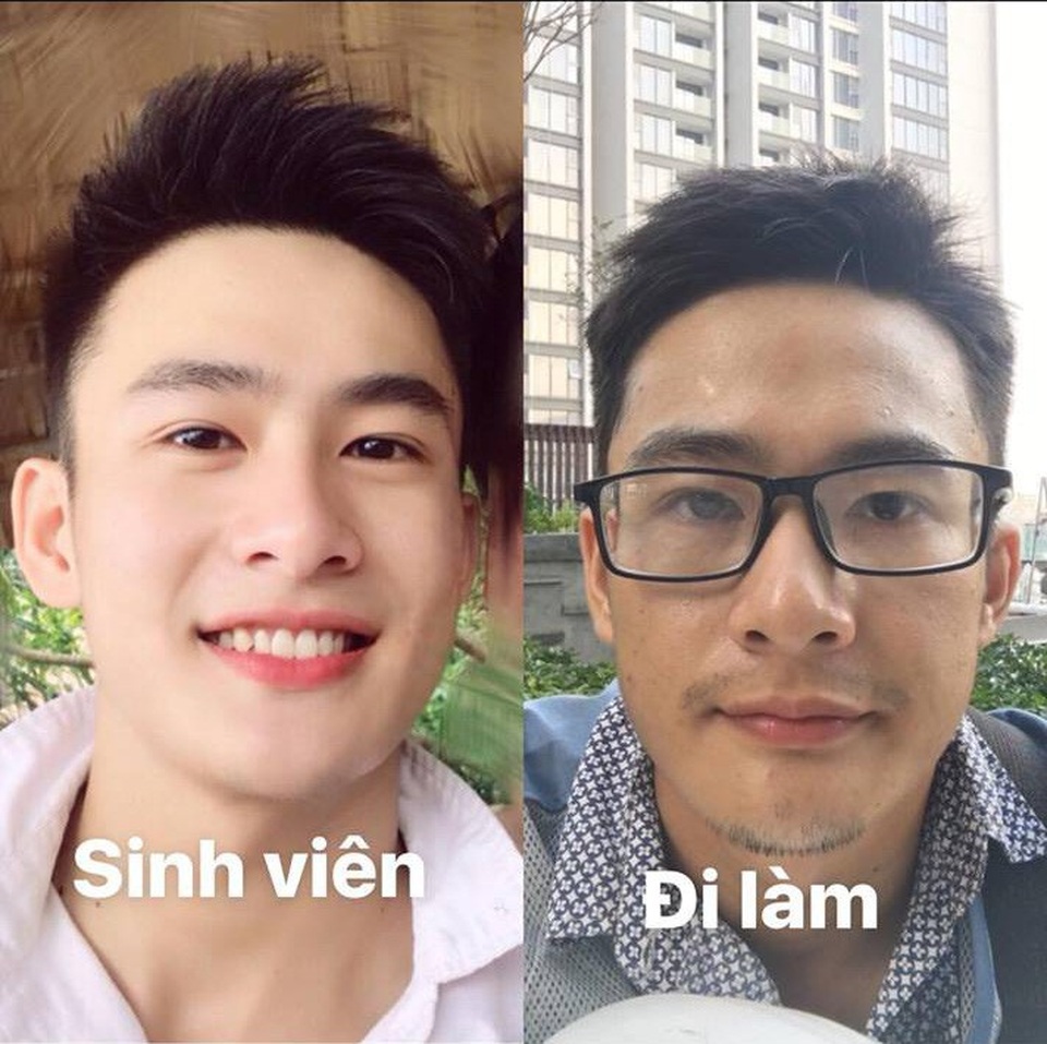 Rộ trào lưu khoe ảnh so sánh thời sinh viên và sau khi đi làm - 1 Phan Hoàng thời sinh viên và khi đi làm