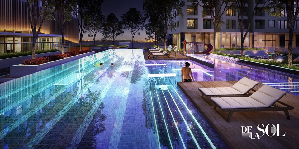 Đưa âm nhạc vào căn hộ - Xu hướng thiết kế hiện đại - 2 Thiết kế khu vực hồ bơi như một bản nhạc điện tử EDM