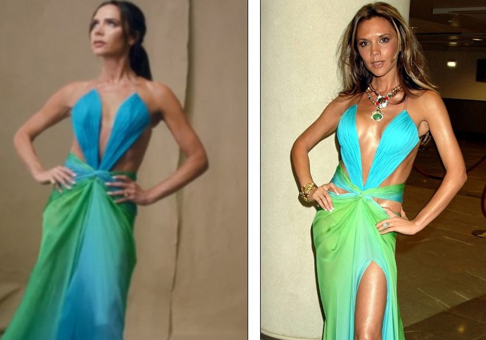 Gia đình Beckham hạnh phúc trên tạp chí Vogue - 8
Vic diện lại bộ váy Robert Cavalli mà cô yêu thích và từng mặc vào năm 2005 (ảnh phải)