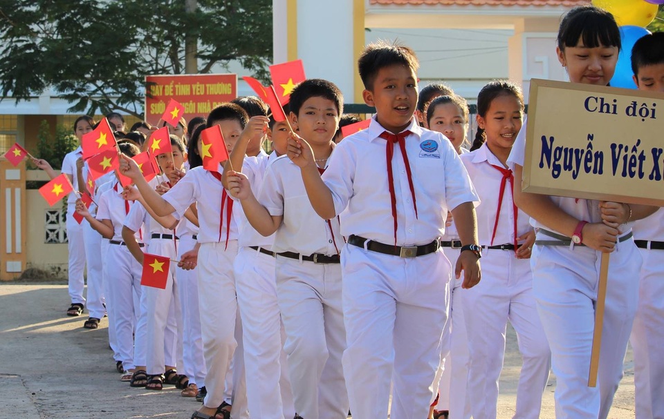 Học trò cả nước náo nức trong lễ khai giảng - 52
Nghi thức chào đón học sinh chuyển cấp về trường THCS Lương Thế Vinh (ảnh Trung Thi)