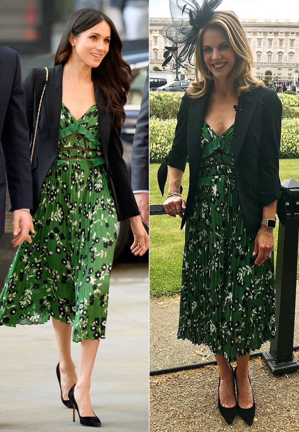 Người đẹp liên tục "đụng hàng" - 9
MEGHAN MARKLE & NATALIE MORALES - 2 khách VIP của nhãn hiệu Self Portrait