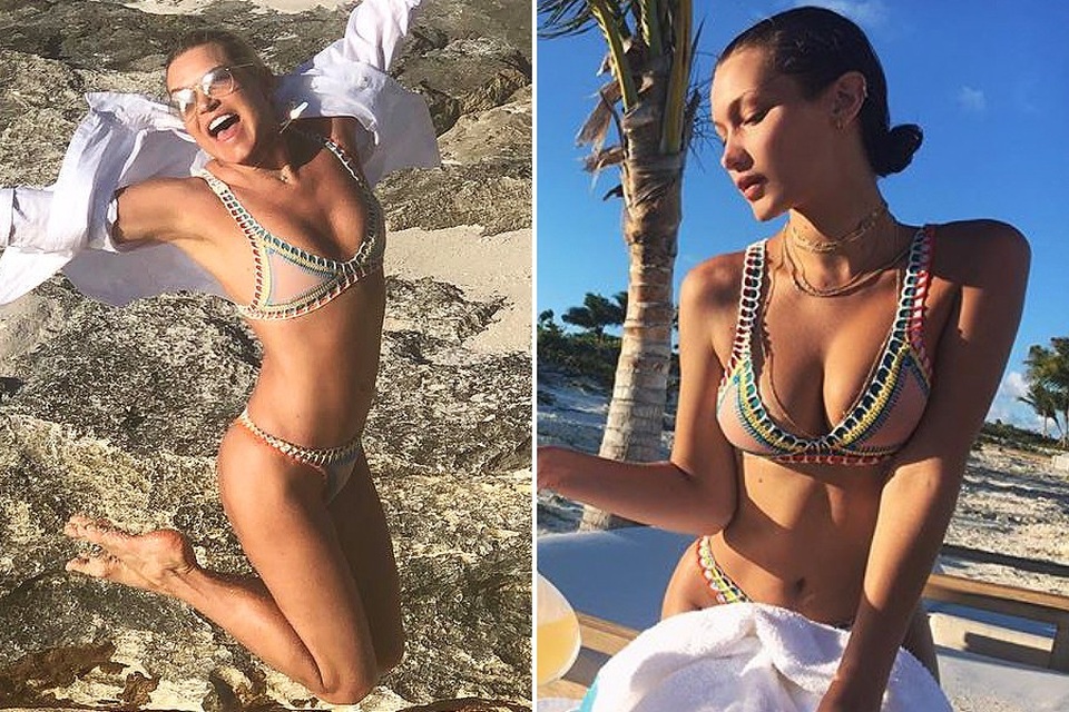 Người đẹp liên tục "đụng hàng" - 16
YOLANDA HADID và con gái cưng BELLA HADID dường như diện chung bộ bikini này. Người mẫu 54 tuổi trẻ đẹp không kém con gái 22 tuổi