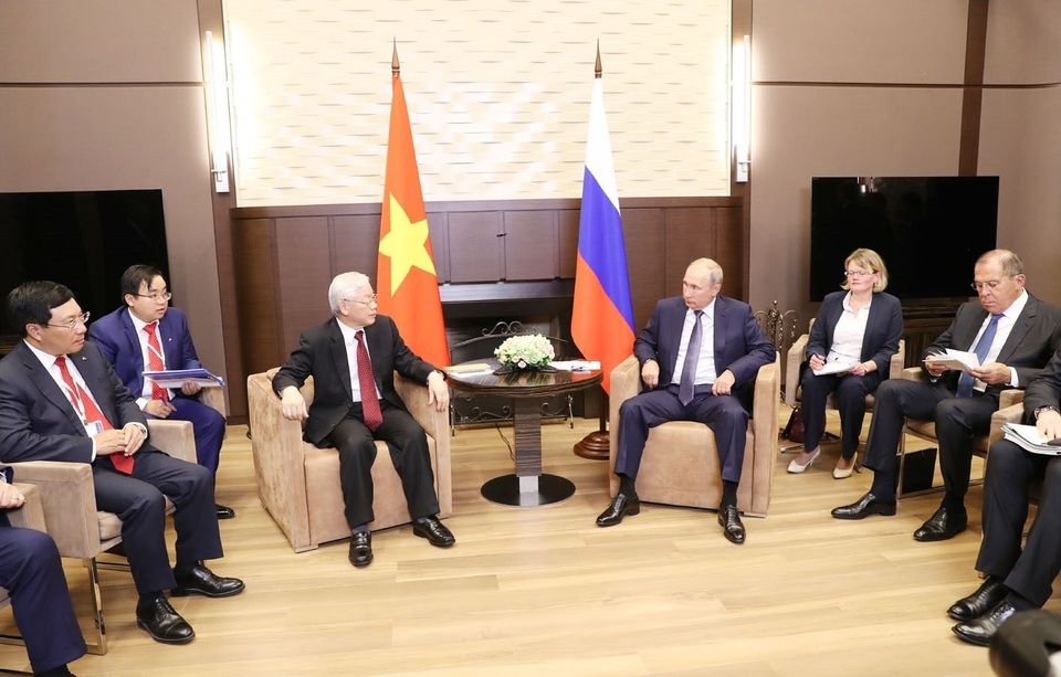 Tổng Bí thư Nguyễn Phú Trọng hội đàm với Tổng thống Nga Vladimir Putin - 2
Tổng Bí thư Nguyễn Phú Trọng hội đàm với Tổng thống Liên bang Nga Vladimir Putin. Ảnh: Trí Dũng- TTXVN