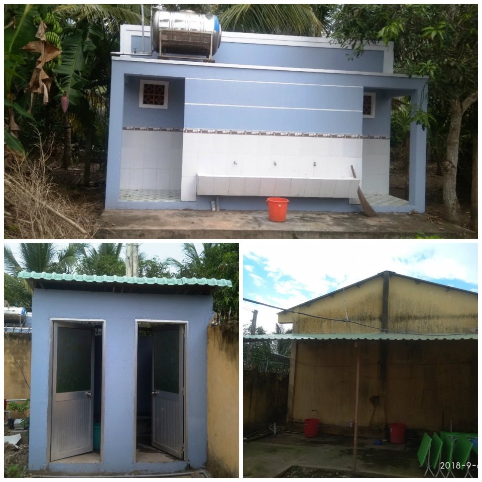 Chủ tịch tỉnh Trà Vinh tặng bằng khen VP báo Khuyến học và Dân trí tại TP. Cần Thơ - 3 Từ số tiền bạn đọc hỗ trợ và nhóm Sen Hồng An Giang, địa phương đã xây dựng và sửa lại khu nhà vệ sinh cho các cháu trường mầm non Ninh Thới được khang trang hơn