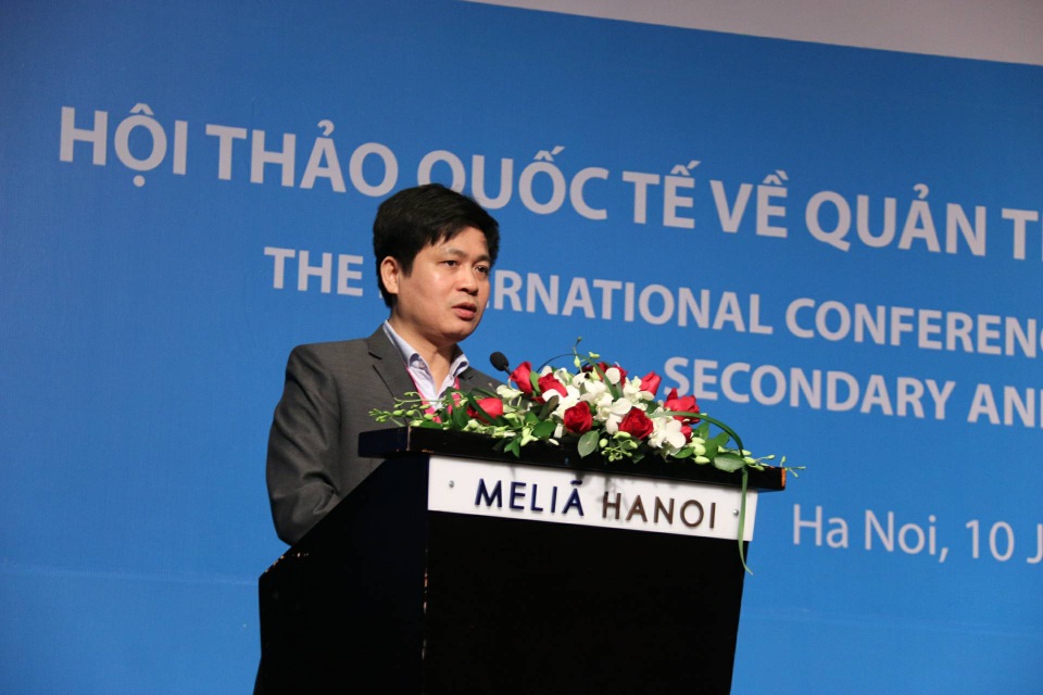 Ông Nguyễn Xuân Thành, Phó Vụ trưởng Vụ Giáo dục Trung học (Bộ GD&ĐT) tại Hội thảo (ảnh:T. Hùng)
