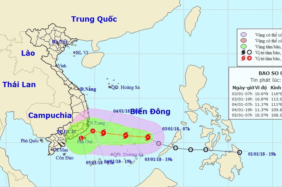 Hình thành cơn bão số 1 trên Biển Đông - 1 Vị trí và hướng di chuyển của bão số 1. (Ảnh: NCHMF).