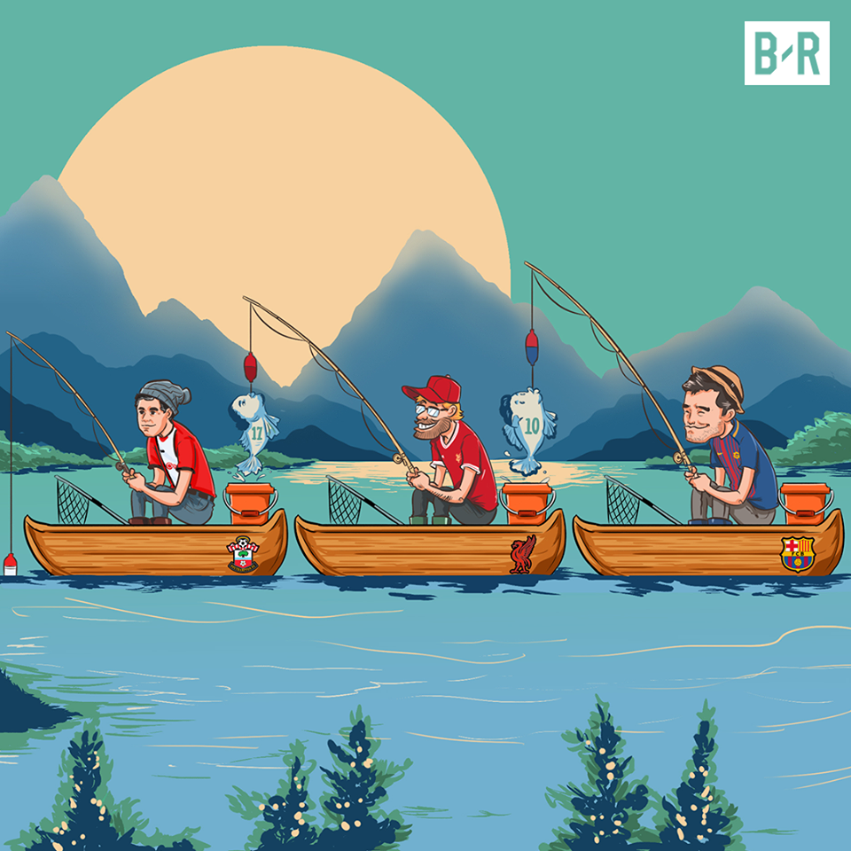 Góc biếm họa: Barcelona câu được "con cá lớn" Coutinho - 1 Liverpool câu cá của Southampton nhưng bị Barcelona câu mất con cá lớn