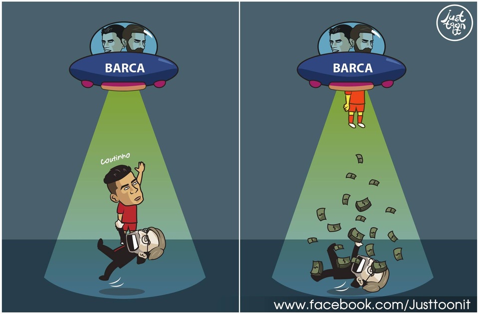 Góc biếm họa: Barcelona câu được "con cá lớn" Coutinho - 3 Dù Jurgen Klopp có muốn giữ Coutinho nhưng cũng không thể cưỡng lại núi tiền