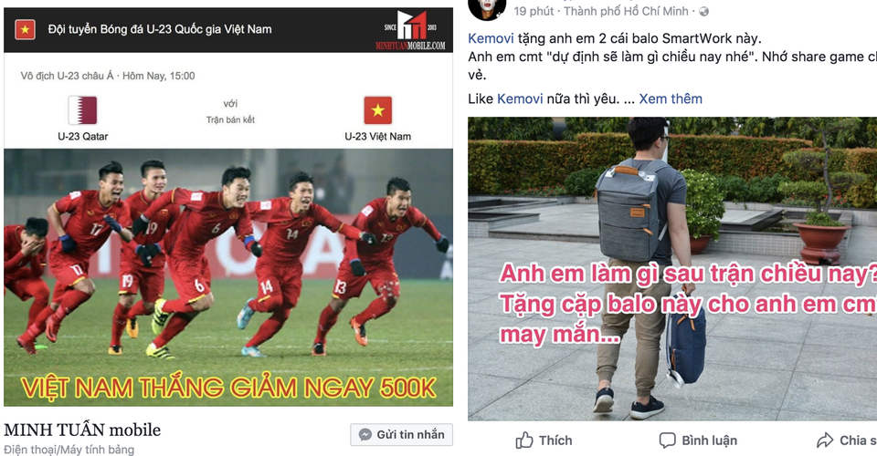 Facebook "nổ tung" khi Việt Nam thẳng tiến vào chung kết U23 châu Á - 2 Trước trận, nhiều cửa hàng và các nhóm trao tặng quà để kích lệ tinh thần đội bóng U23 Việt Nam