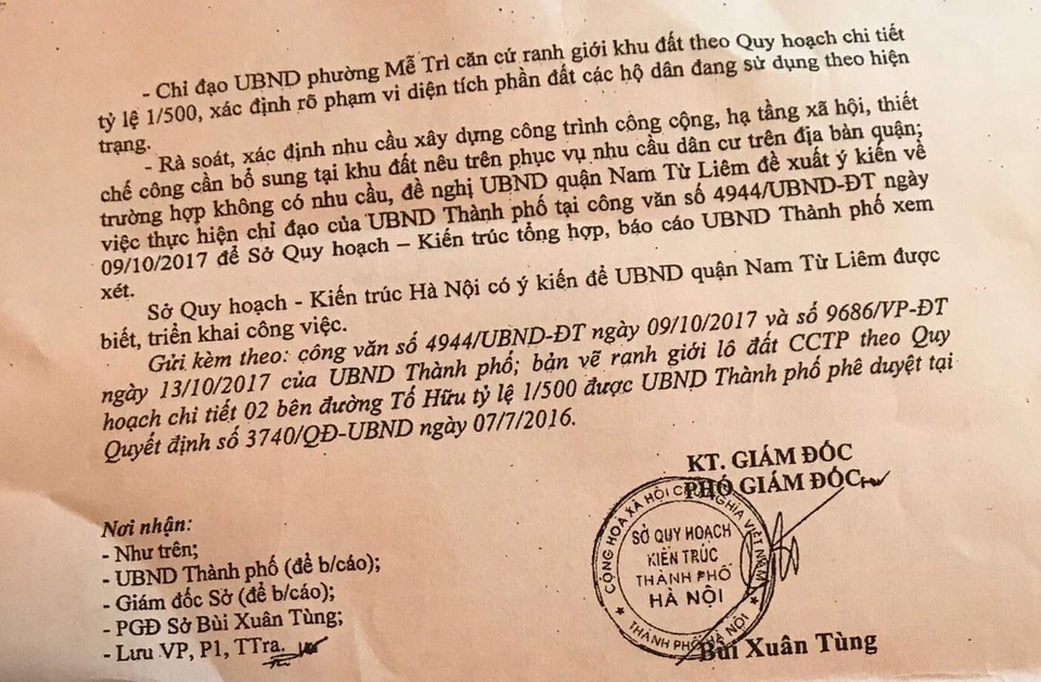 Hà Nội: Hàng trăm hộ dân kẹt trong dự án treo "nín thở" chờ được "giải cứu"! - 2
Sở Quy hoạch-Kiến trúc Thành phố Hà Nội đã có ý kiến để UBND quận Nam Từ Liêm được biết và triển khai công việc.