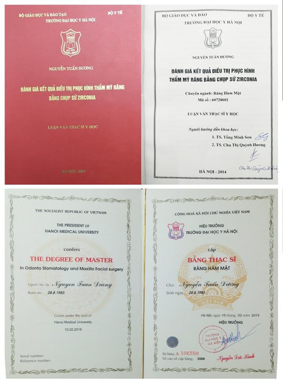 Ths.Bs Nguyễn Tuấn Dương: Khi cái nghề trở thành niềm đam mê - 2 Bằng Thạc sĩ với đề tài Phục Hình Răng Thẩm Mỹ Toàn Sứ được cấp bởi Đại học Y Hà Nội