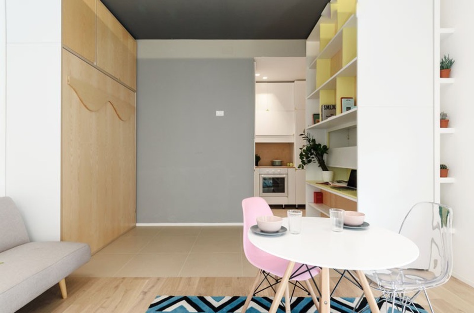 Căn hộ nhỏ có khả năng “biến hình” nhờ bức tường di động đặc biệt - 5 Căn hộ nhỏ có khả năng “biến hình” nhờ bức tường di động đặc biệt - 5