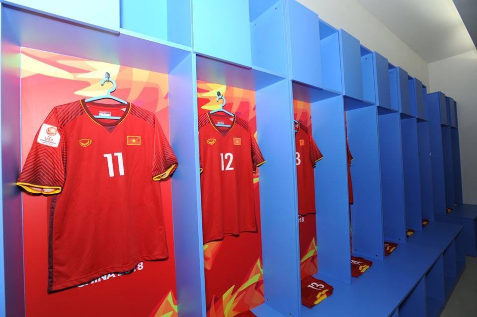 
Phòng thay đồ của U23 Việt Nam trước khi trận đấu diễn ra
