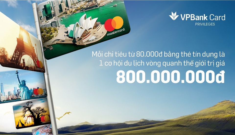 Vì sao thẻ tín dụng ngày càng được nhiều người Việt sử dụng? - 1 Chương trình “vòng quanh thế giới với 80,000Đ cùng thẻ tín dụng VPBank”.