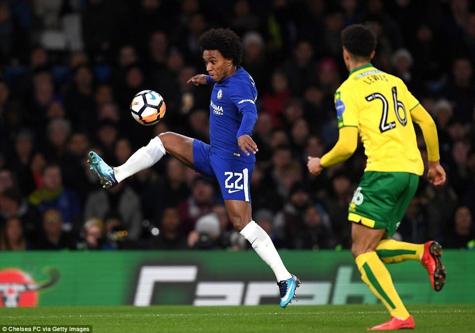 Chelsea giành vé vào vòng 4 FA Cup với chỉ 9 cầu thủ - 3
Willian (trái) có tên trong đội hình xuất phát của Chelsea